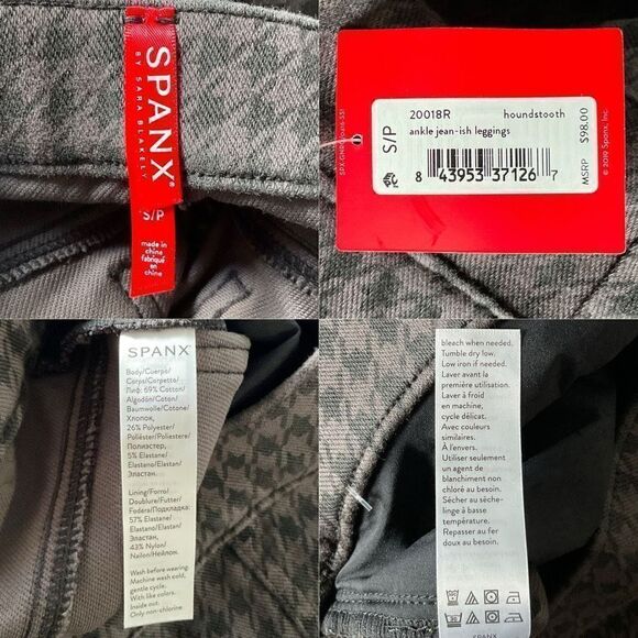 Spanx Gray Houndstooth Ankle Jean ish Leggings New Small - Picture 4 of 5